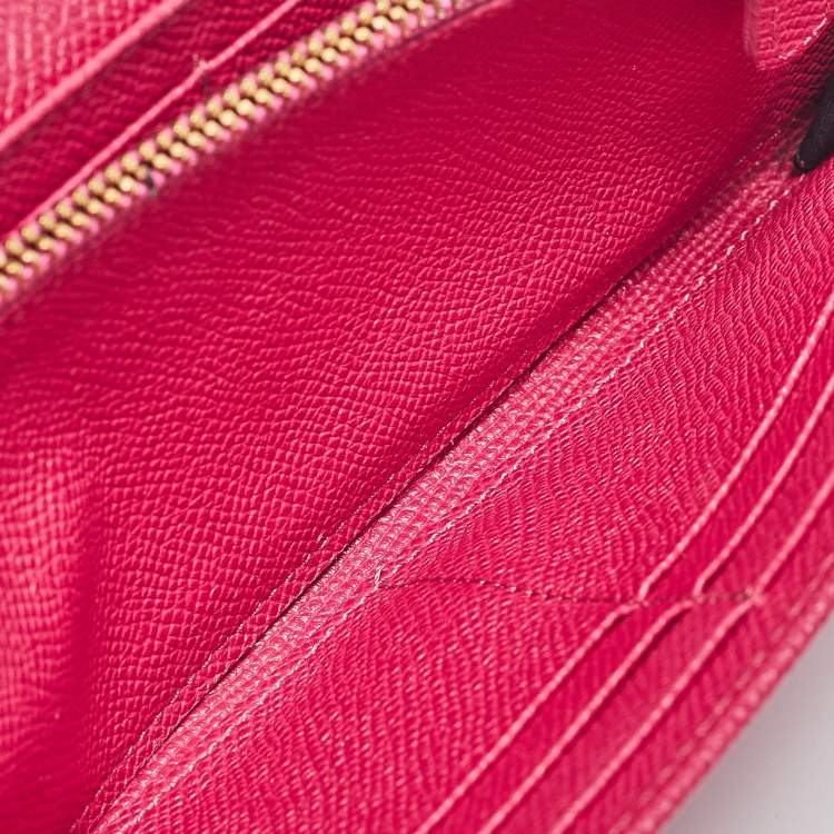 Pre Owned Dolce & Gabbana Fuchsia Leather Flap Continental Wallet