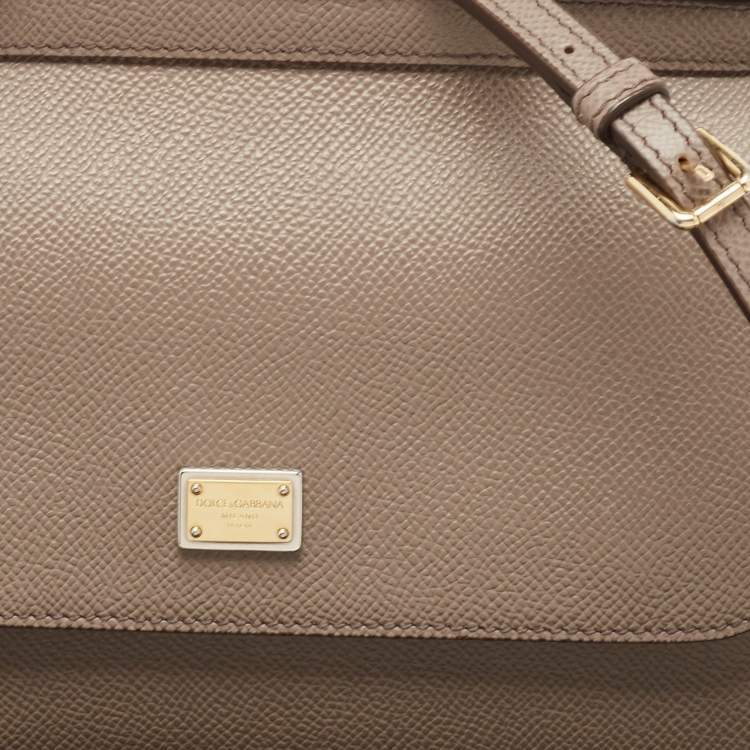 مملوكة مسبقًا Dolce & Gabbana Beige Leather Small Miss Sicily Top Handle Bag