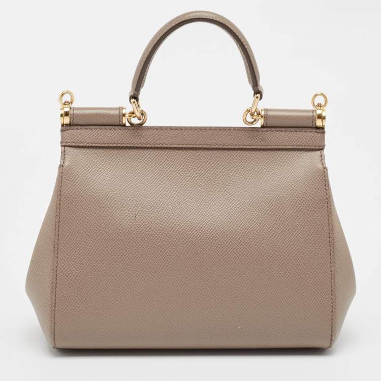 مملوكة مسبقًا Dolce & Gabbana Beige Leather Small Miss Sicily Top Handle Bag