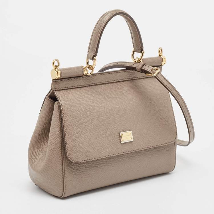 مملوكة مسبقًا Dolce & Gabbana Beige Leather Small Miss Sicily Top Handle Bag