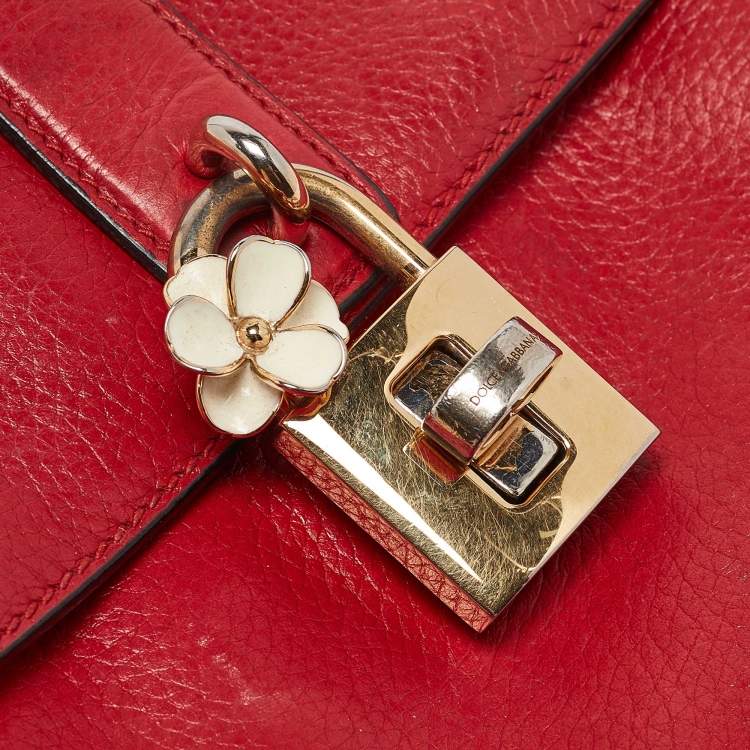 Pre Owned Dolce & Gabbana Red Leather Soft Dolce Top Handle Bag