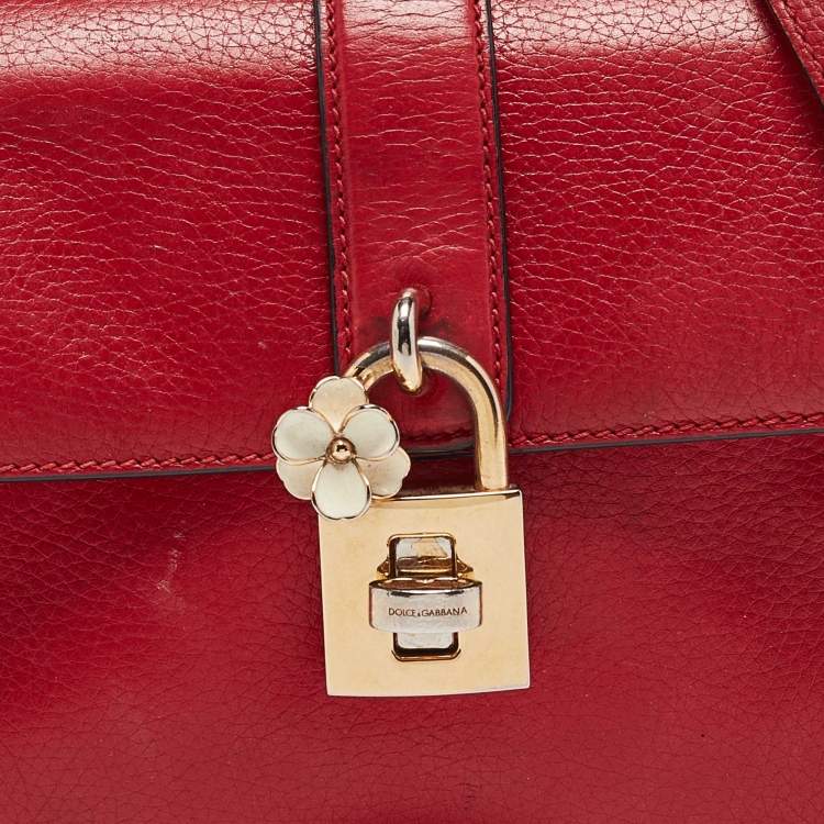 Pre Owned Dolce & Gabbana Red Leather Soft Dolce Top Handle Bag