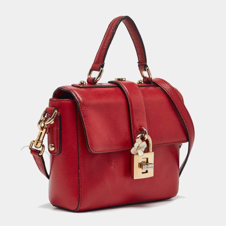 Pre Owned Dolce & Gabbana Red Leather Soft Dolce Top Handle Bag