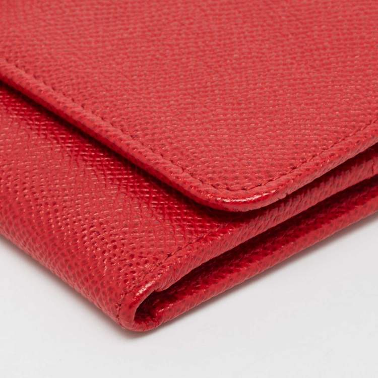 مملوكة مسبقًا Dolce & Gabbana Red Leather Flap Continental Wallet