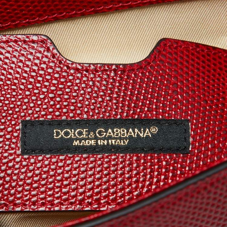 Pre Owned Dolce & Gabbana Red Lizard Embossed Leather DG Millennials Shoulder Bag