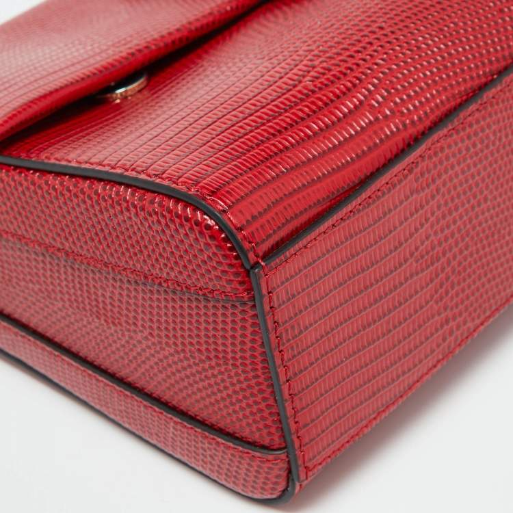 Pre Owned Dolce & Gabbana Red Lizard Embossed Leather DG Millennials Shoulder Bag