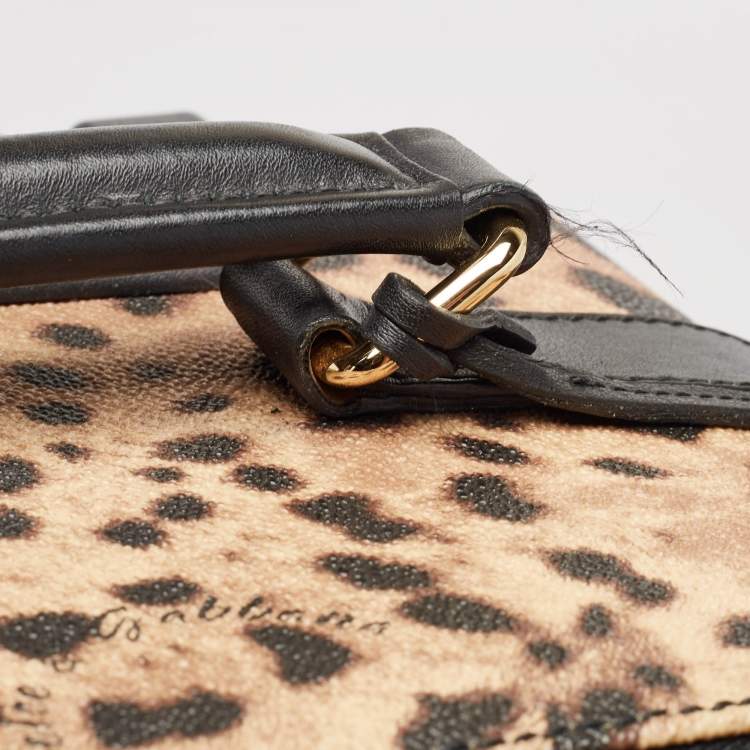 Pre Owned Dolce & Gabbana Brown Leopard Print Coated Canvas Trolley Luggage
