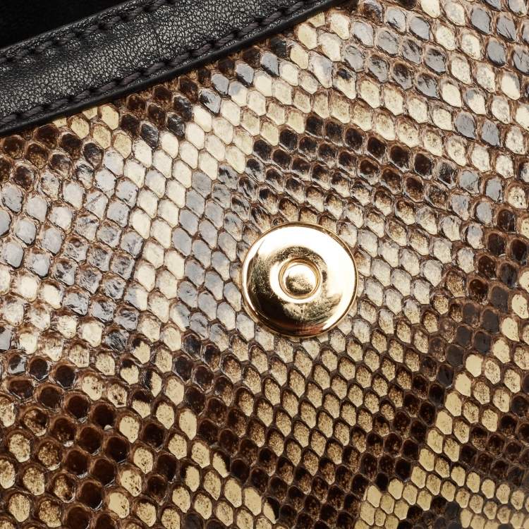 Pre Owned Dolce & Gabbana Multicolor Python, Leather and Straw Small Miss Sicily Top Handle Bag