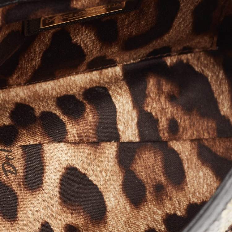 Pre Owned Dolce & Gabbana Multicolor Python, Leather and Straw Small Miss Sicily Top Handle Bag