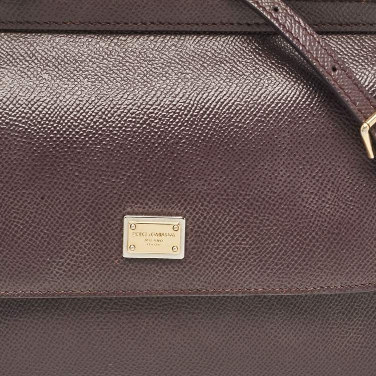 Pre Owned Dolce & Gabbana Purple Leather Small Miss Sicily Top Handle Bag
