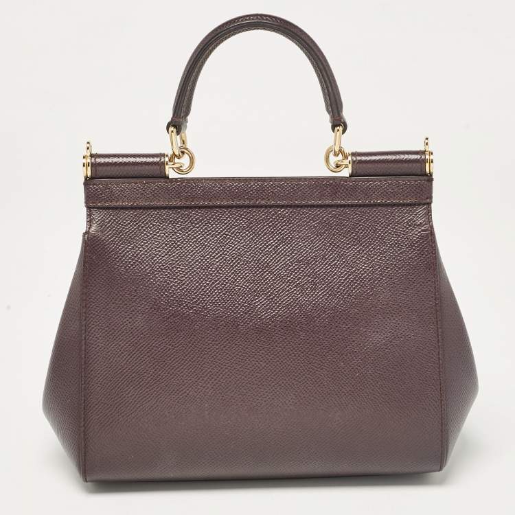 Pre Owned Dolce & Gabbana Purple Leather Small Miss Sicily Top Handle Bag