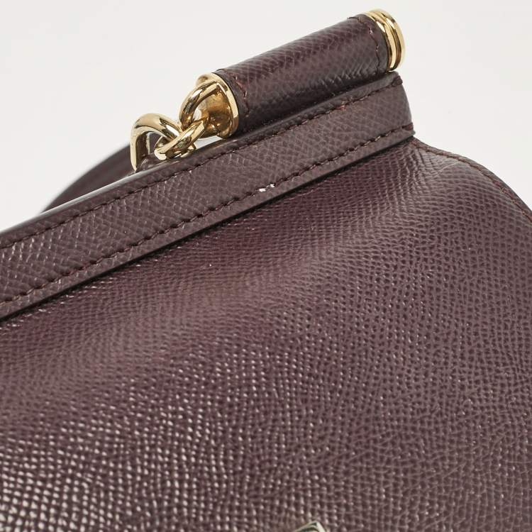 Pre Owned Dolce & Gabbana Purple Leather Small Miss Sicily Top Handle Bag