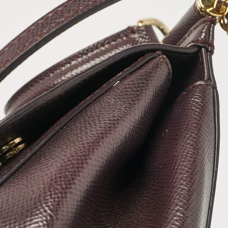 Pre Owned Dolce & Gabbana Purple Leather Small Miss Sicily Top Handle Bag
