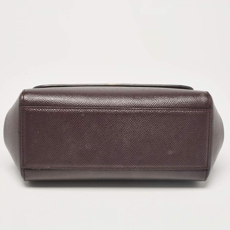 Pre Owned Dolce & Gabbana Purple Leather Small Miss Sicily Top Handle Bag
