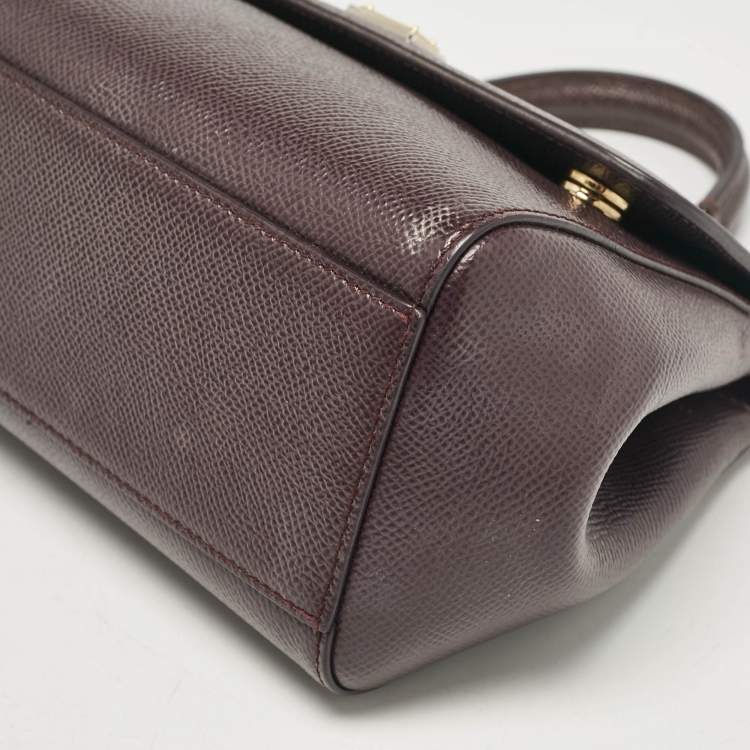 Pre Owned Dolce & Gabbana Purple Leather Small Miss Sicily Top Handle Bag