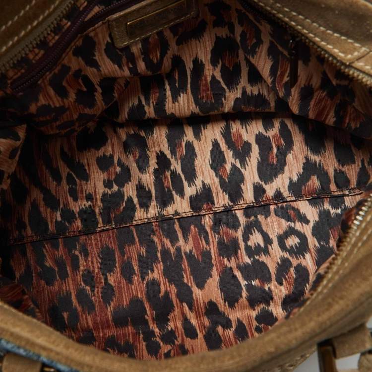Pre Owned Dolce & Gabbana Blue/Beige Denim and Suede Satchel