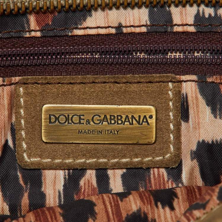 Pre Owned Dolce & Gabbana Blue/Beige Denim and Suede Satchel