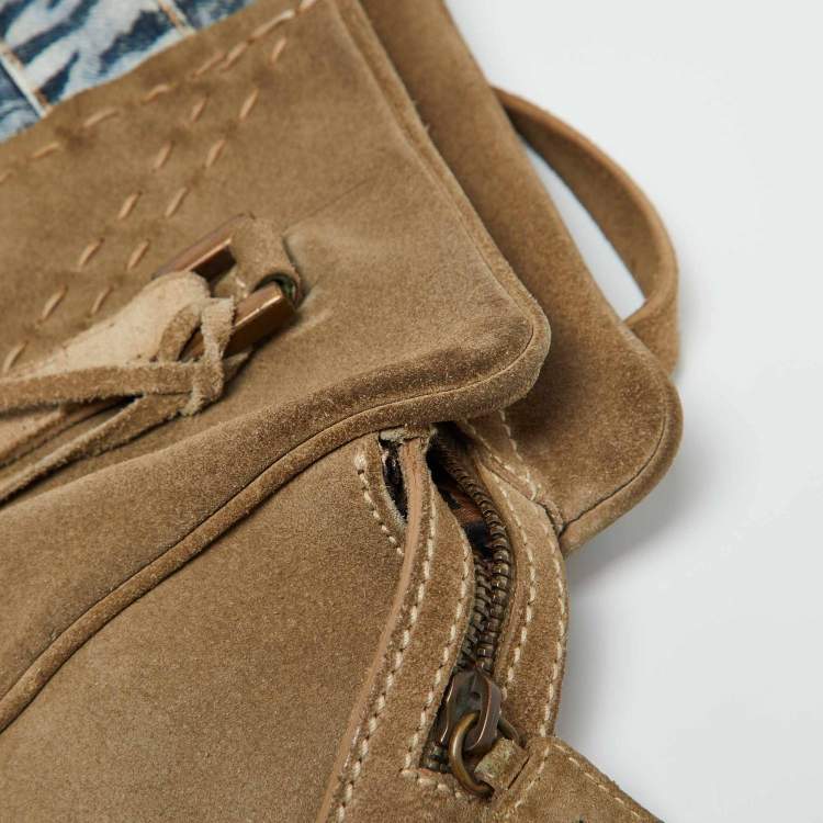 Pre Owned Dolce & Gabbana Blue/Beige Denim and Suede Satchel
