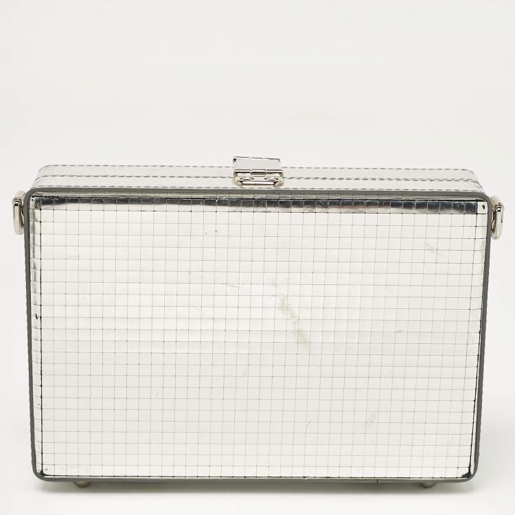 Pre Owned Dolce & Gabbana Silver Laminated Leather Dolce Box Clutch Bag