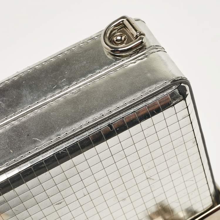 Pre Owned Dolce & Gabbana Silver Laminated Leather Dolce Box Clutch Bag