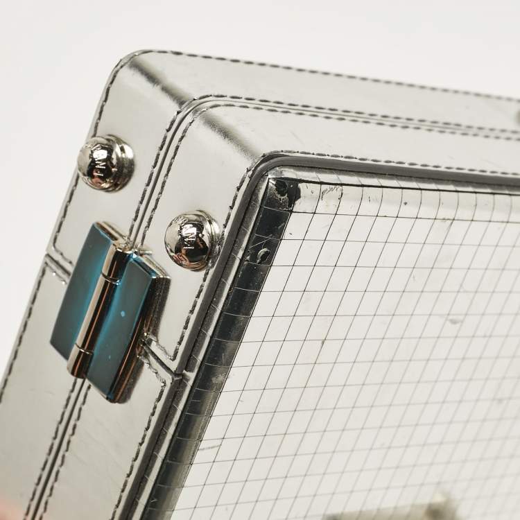 Pre Owned Dolce & Gabbana Silver Laminated Leather Dolce Box Clutch Bag