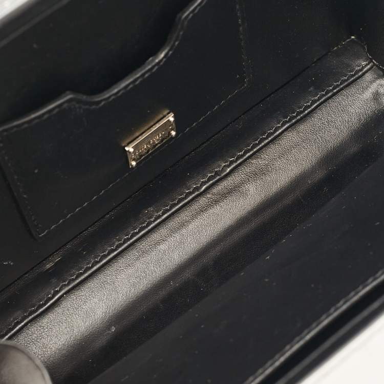 Pre Owned Dolce & Gabbana Silver Laminated Leather Dolce Box Clutch Bag