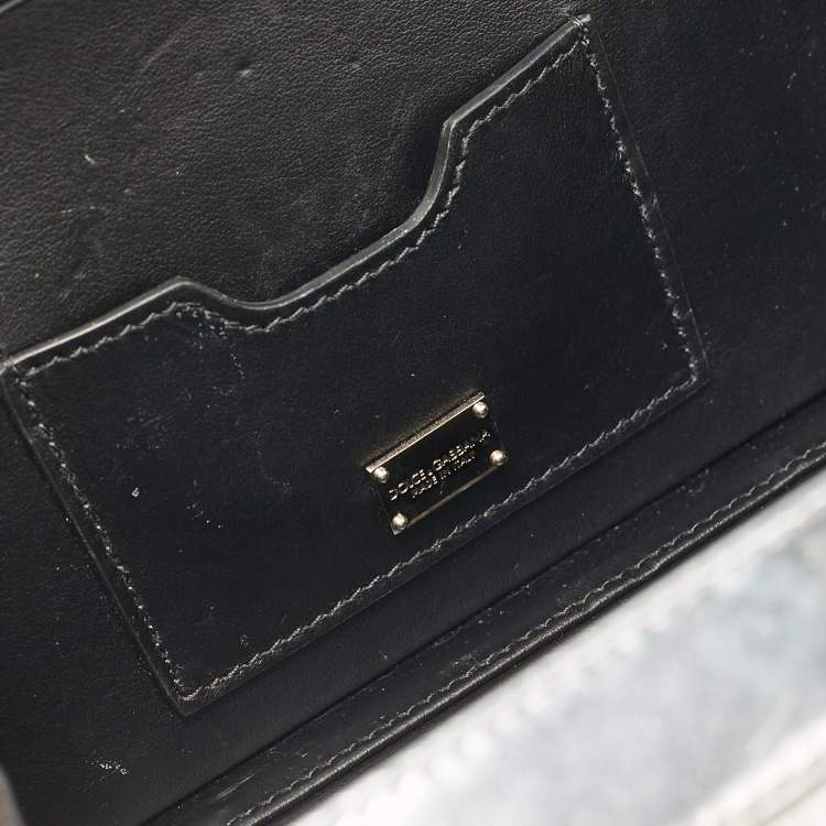 Pre Owned Dolce & Gabbana Silver Laminated Leather Dolce Box Clutch Bag