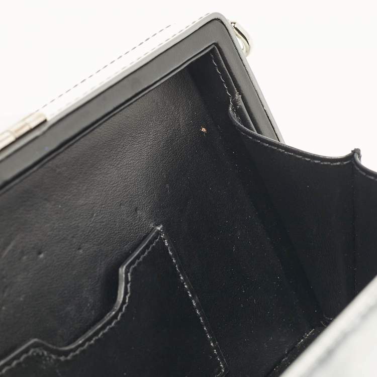 Pre Owned Dolce & Gabbana Silver Laminated Leather Dolce Box Clutch Bag
