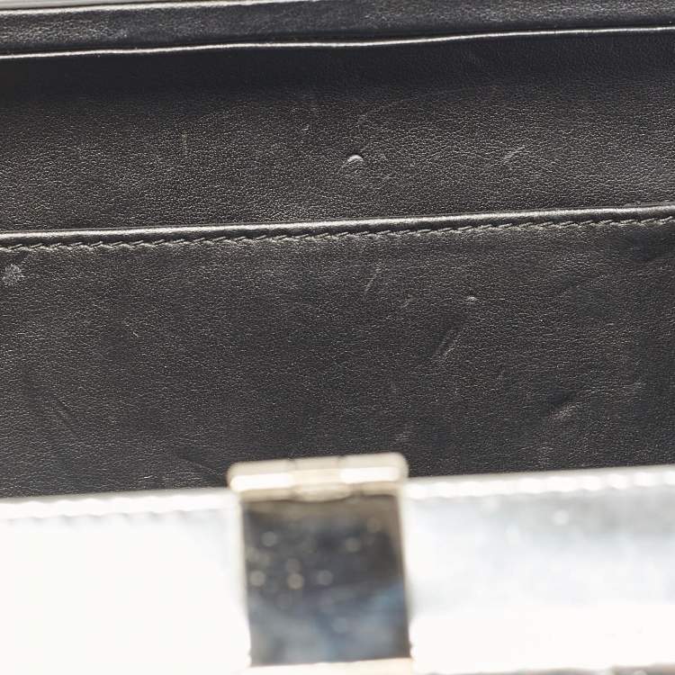 Pre Owned Dolce & Gabbana Silver Laminated Leather Dolce Box Clutch Bag