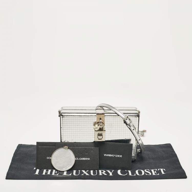 Pre Owned Dolce & Gabbana Silver Laminated Leather Dolce Box Clutch Bag
