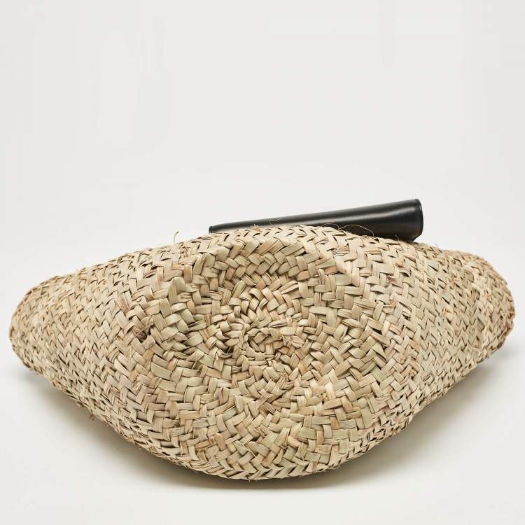 Pre Owned Dolce & Gabbana Natural/Black Raffia Kendra Basket Tote
