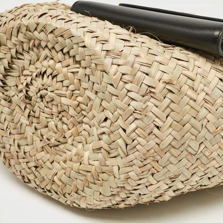 Pre Owned Dolce & Gabbana Natural/Black Raffia Kendra Basket Tote