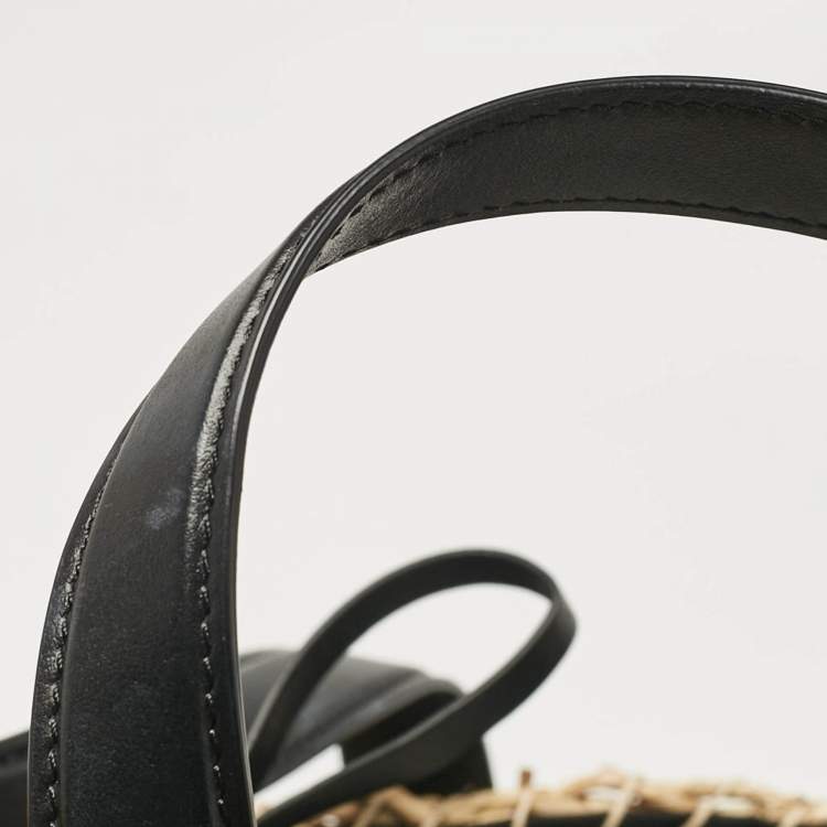 Pre Owned Dolce & Gabbana Natural/Black Raffia Kendra Basket Tote