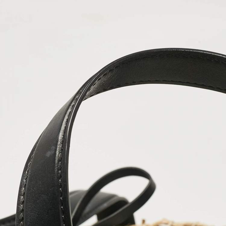 Pre Owned Dolce & Gabbana Natural/Black Raffia Kendra Basket Tote