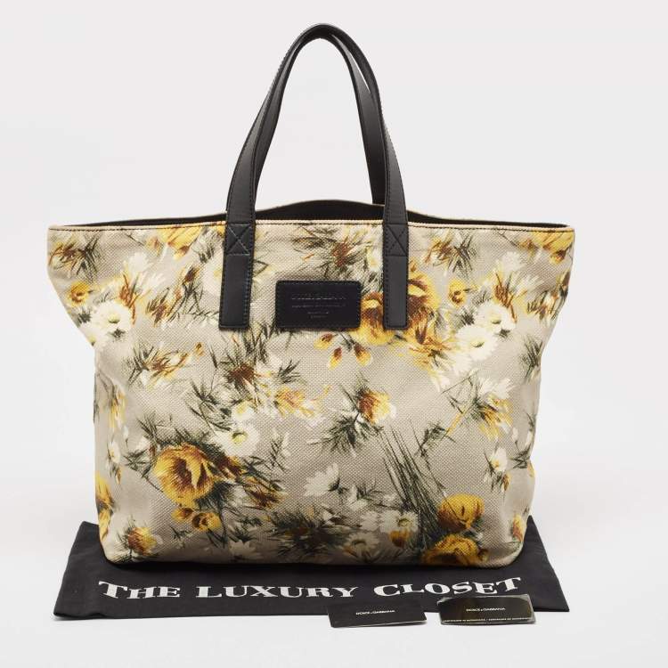 Pre Owned Dolce & Gabbana Beige/Multicolor Printed Canvas Shopper Tote