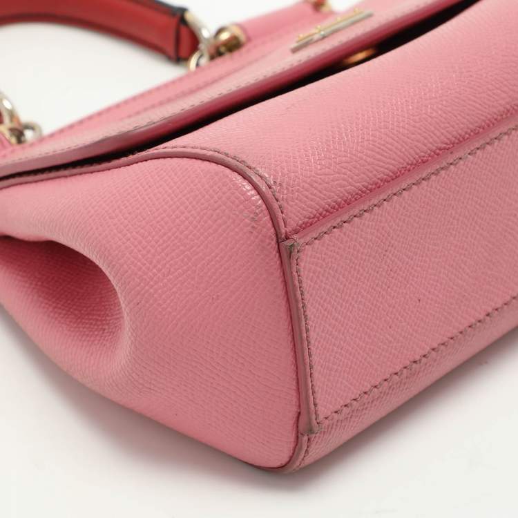Pre Owned Dolce & Gabbana Pink Leather Small Miss Sicily Top Handle Bag