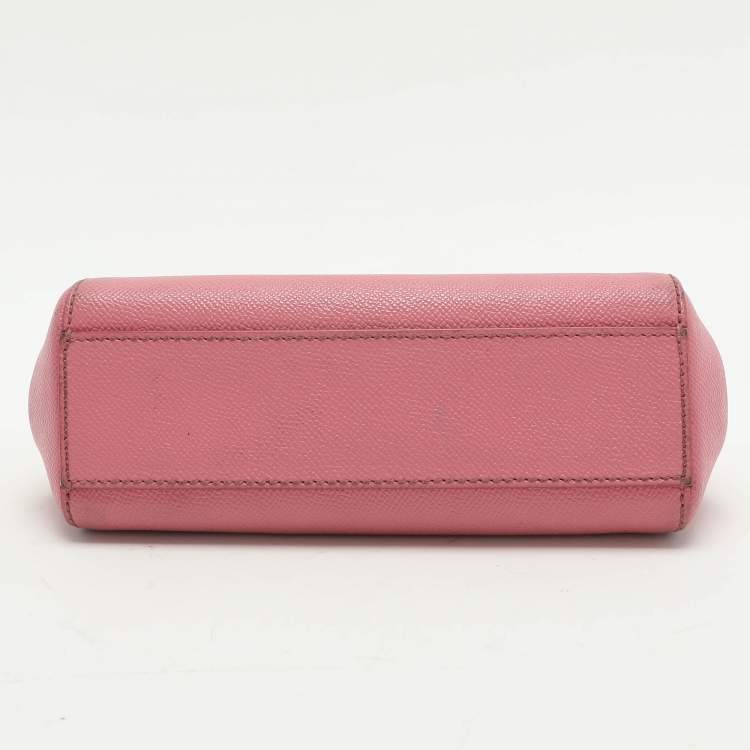 Pre Owned Dolce & Gabbana Pink Leather Small Miss Sicily Top Handle Bag