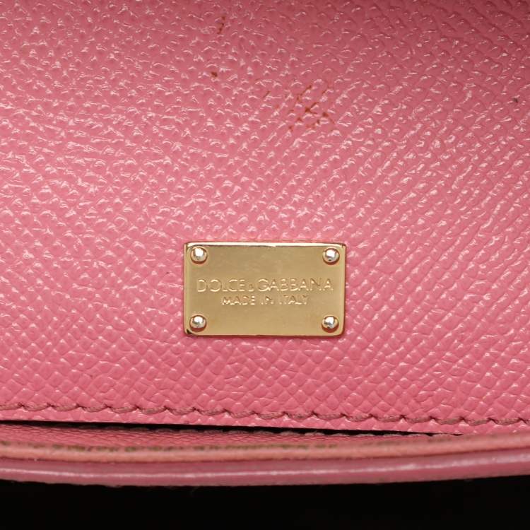 Pre Owned Dolce & Gabbana Pink Leather Small Miss Sicily Top Handle Bag