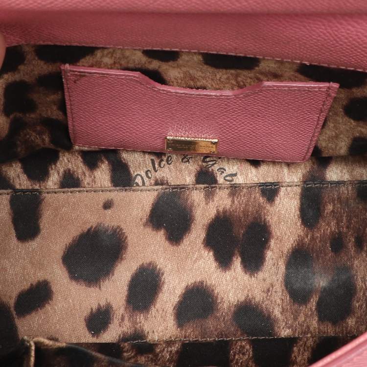 Pre Owned Dolce & Gabbana Pink Leather Small Miss Sicily Top Handle Bag