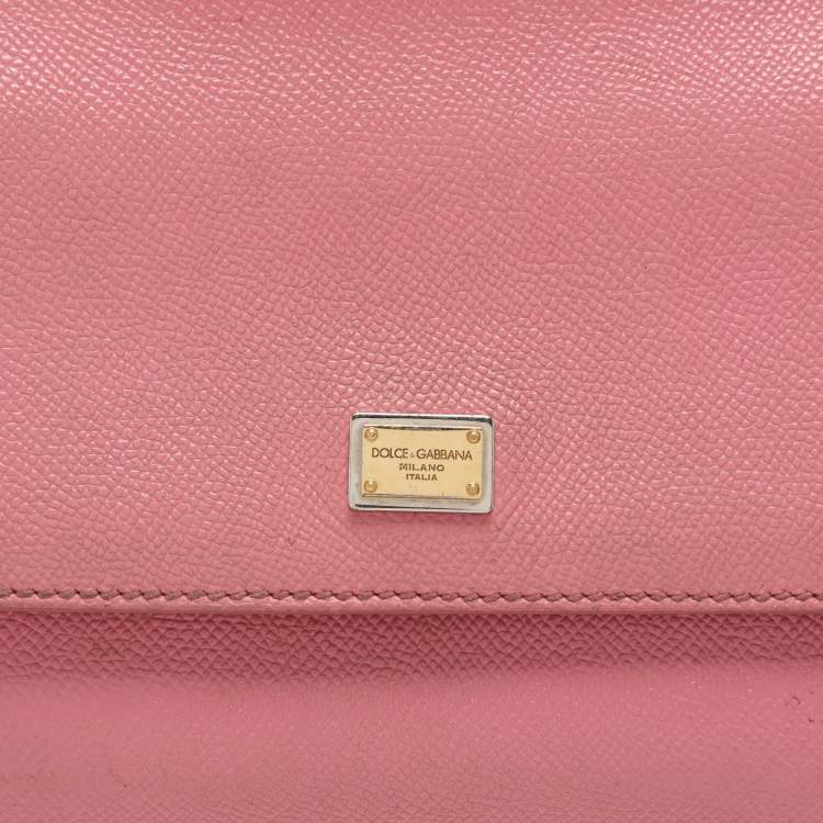 Pre Owned Dolce & Gabbana Pink Leather Small Miss Sicily Top Handle Bag