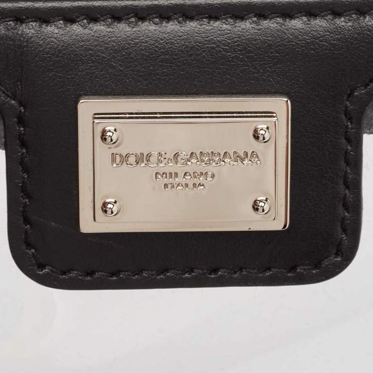 Pre Owned Dolce & Gabbana Black/Transparent Leather and PVC Zip Pouch