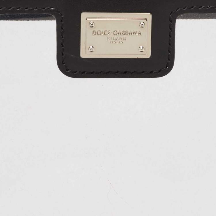 Pre Owned Dolce & Gabbana Black/Transparent Leather and PVC Zip Pouch