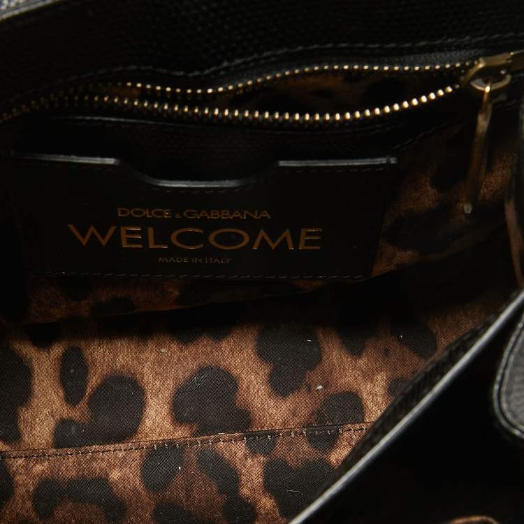 Pre Owned Dolce & Gabbana Black Lizard Embossed Leather Welcome Top Handle Bag