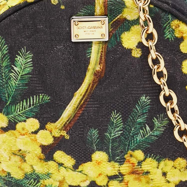 Pre Owned Dolce & Gabbana Multicolor Floral Print Fabric Miss Glam Round Shoulder Bag