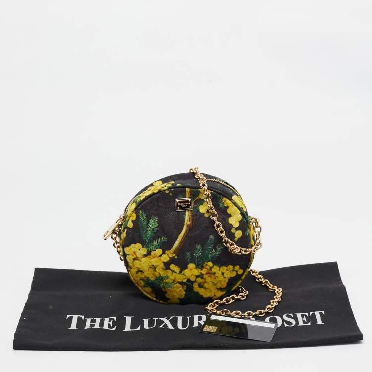 Pre Owned Dolce & Gabbana Multicolor Floral Print Fabric Miss Glam Round Shoulder Bag