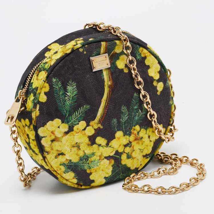 Pre Owned Dolce & Gabbana Multicolor Floral Print Fabric Miss Glam Round Shoulder Bag