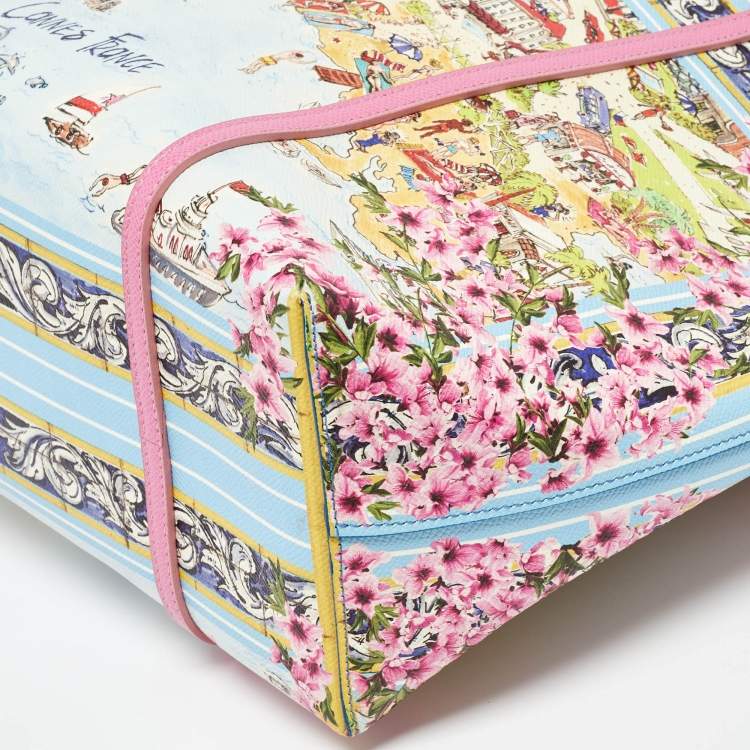 Pre Owned Dolce & Gabbana Multicolor Printed Leather Cannes France Tote