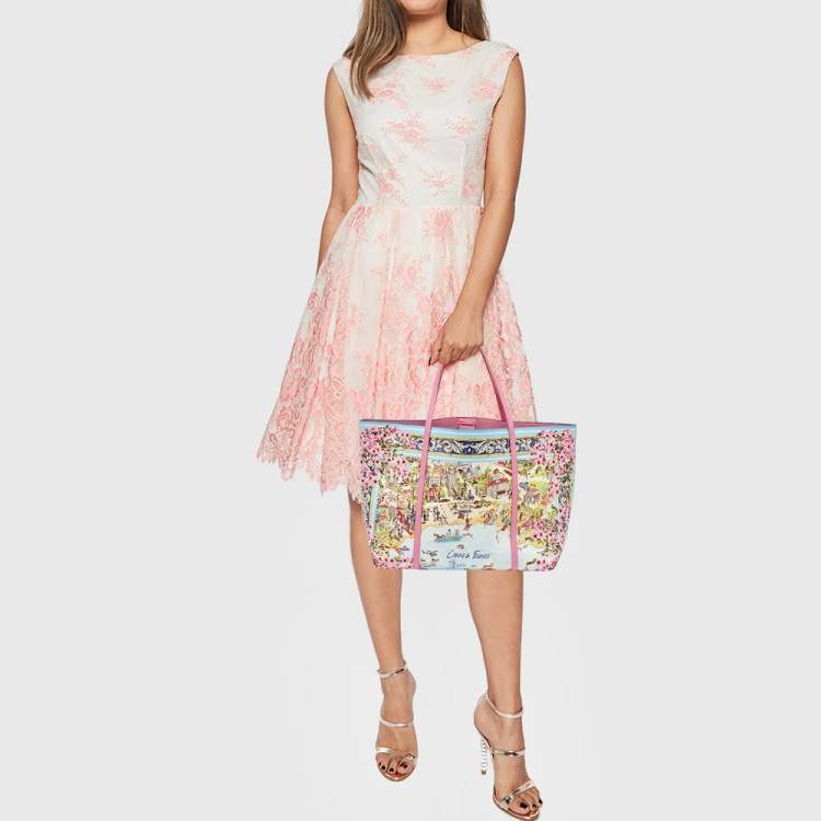 Pre Owned Dolce & Gabbana Multicolor Printed Leather Cannes France Tote