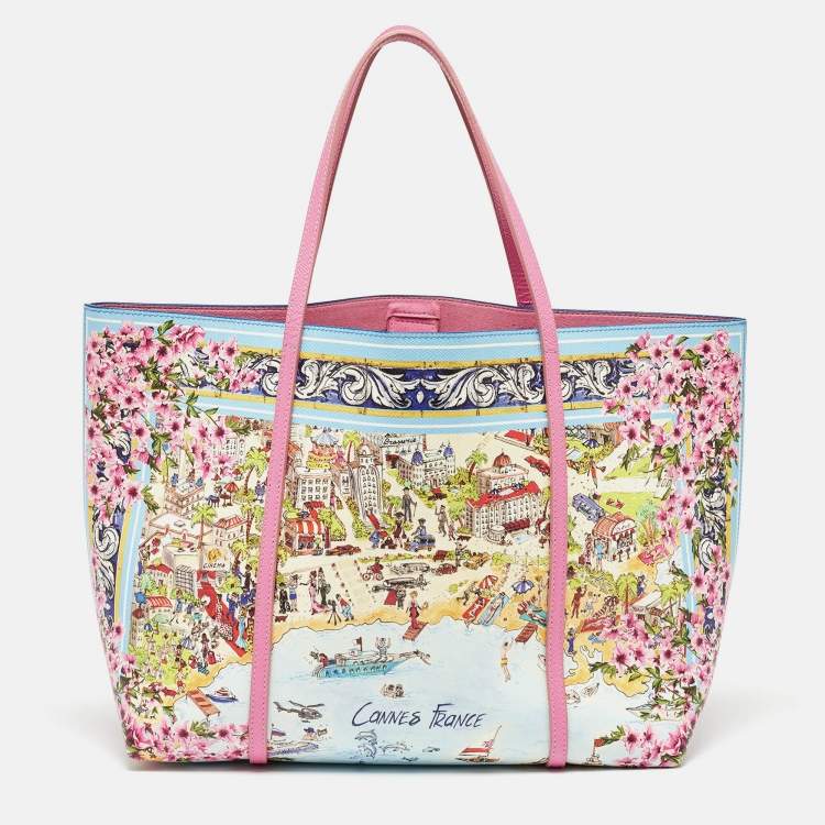 Pre Owned Dolce & Gabbana Multicolor Printed Leather Cannes France Tote