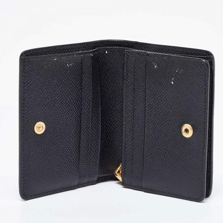 Pre Owned Dolce & Gabbana Brown Leopard Print Leather DG Logo Compact Wallet